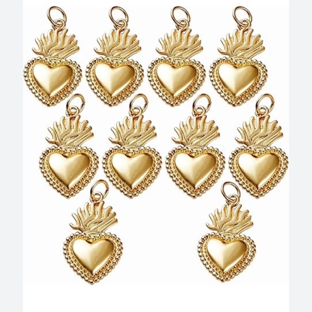 Lot Tone Gold Heart Charm Jewelry